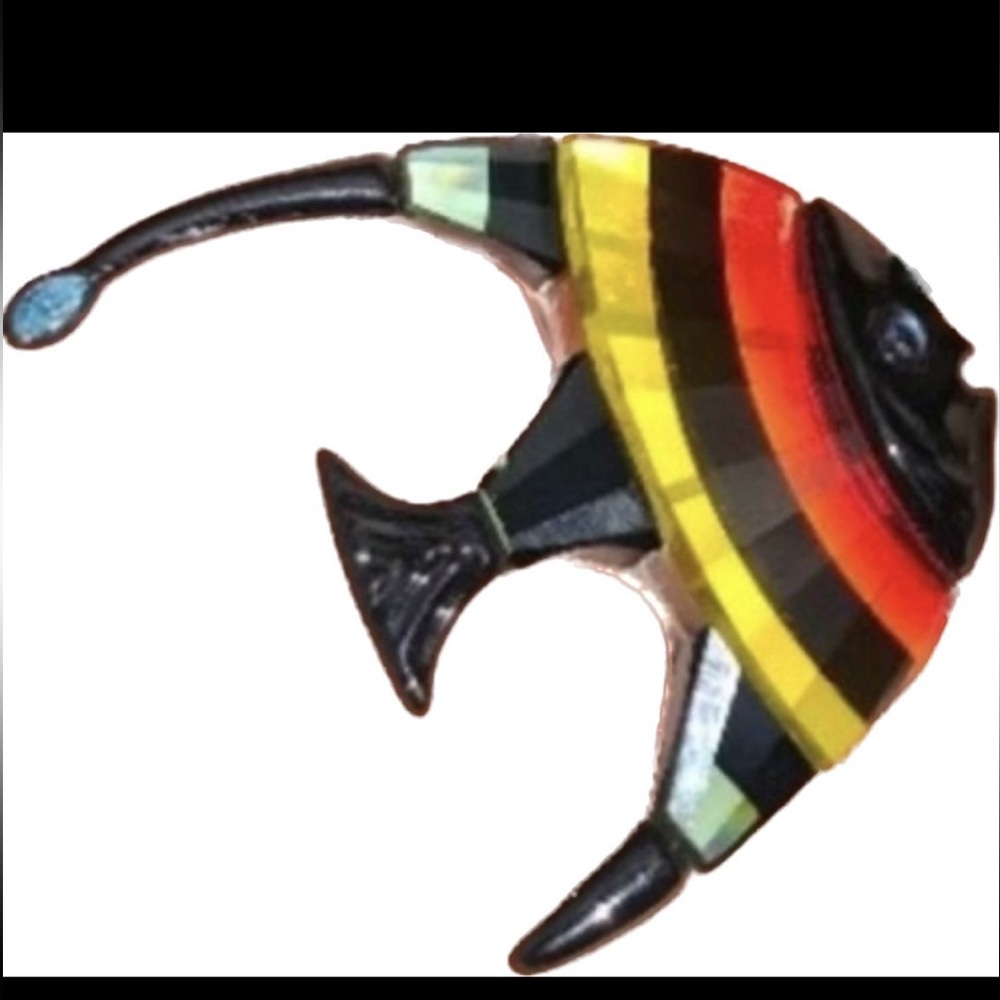 Vintage Swarovski Swan sign Tropical Calabar Crystal Angelfish fish brooch pin